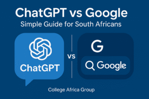 Comparison of ChatGPT and Google shown side-by-side, highlighting how ChatGPT differs from Google Search – College Africa Group (CAG), South Africa.