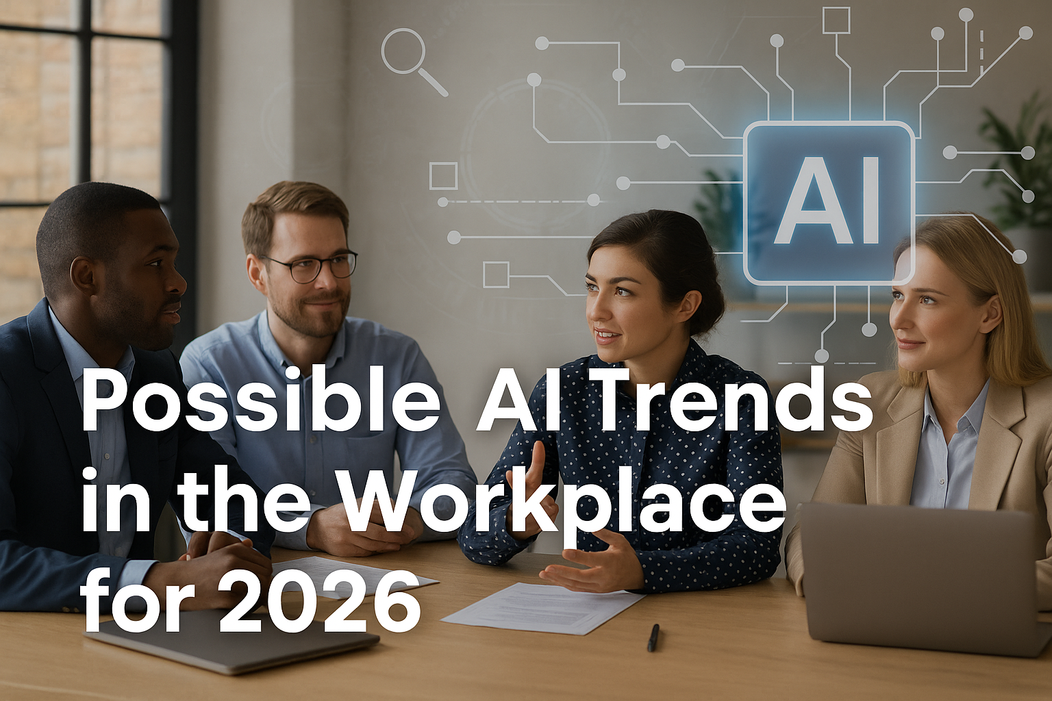 AI trends in the workplace 2026 – South African team discussing AI adoption