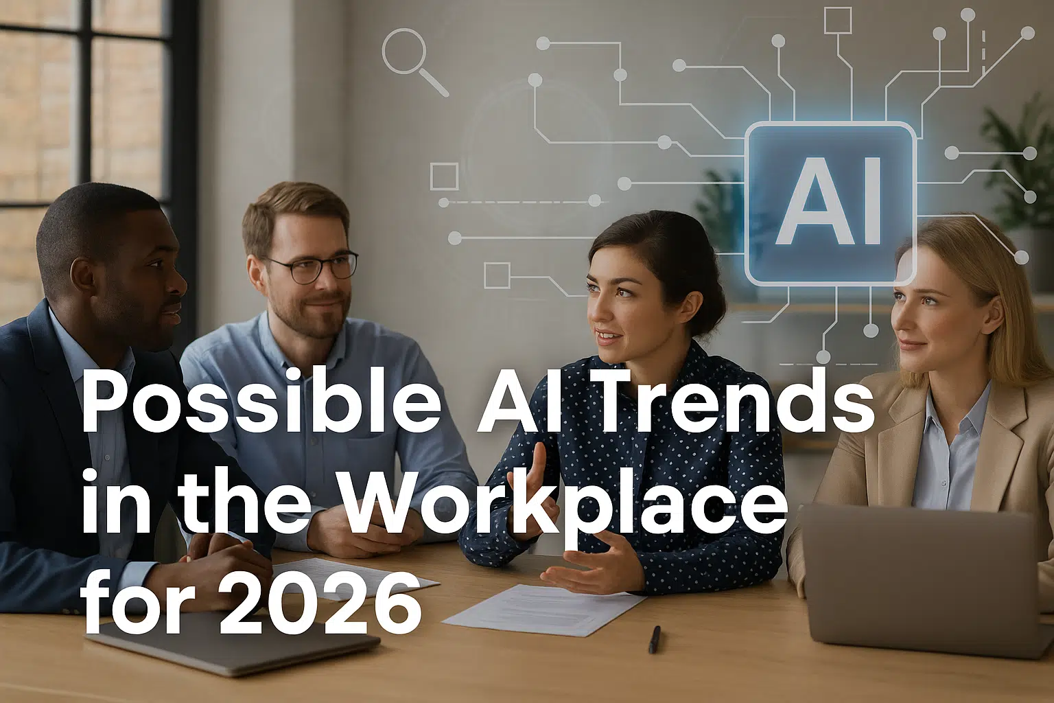 AI trends in the workplace 2026 – South African team discussing AI adoption