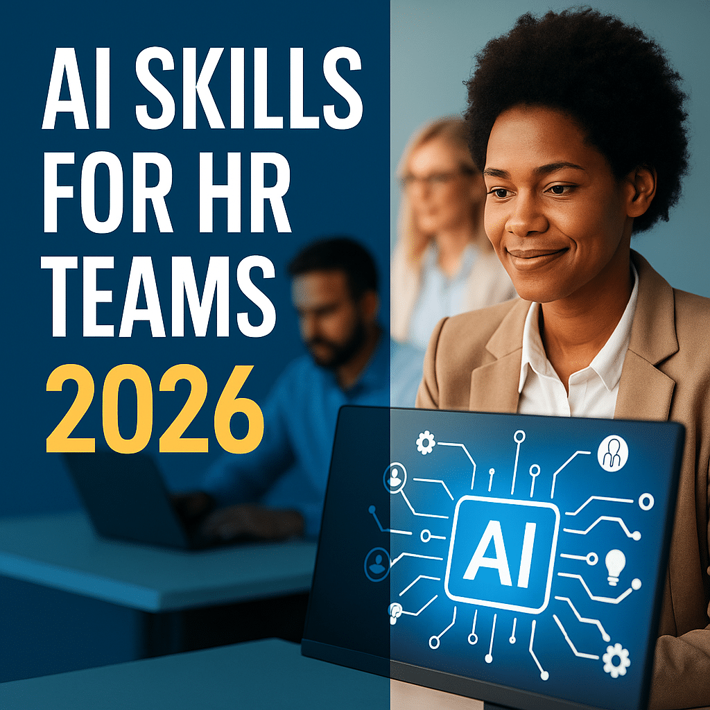 AI skills for HR Teams Must Build in 2026 to Stay Competitive in South Africa 1 HR professional learning essential AI skills for HR teams in 2026 using modern workplace tools in South Africa.