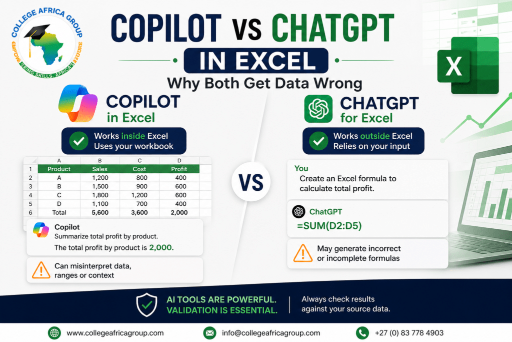 Copilot vs ChatGPT in Excel showing how AI tools can produce incorrect data results and how to validate them