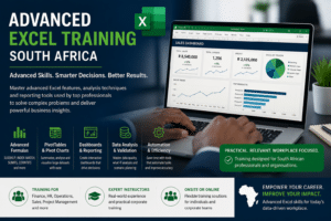 Advanced Excel Training South Africa showing dashboards PivotTables reporting and business data analysis in Microsoft Excel