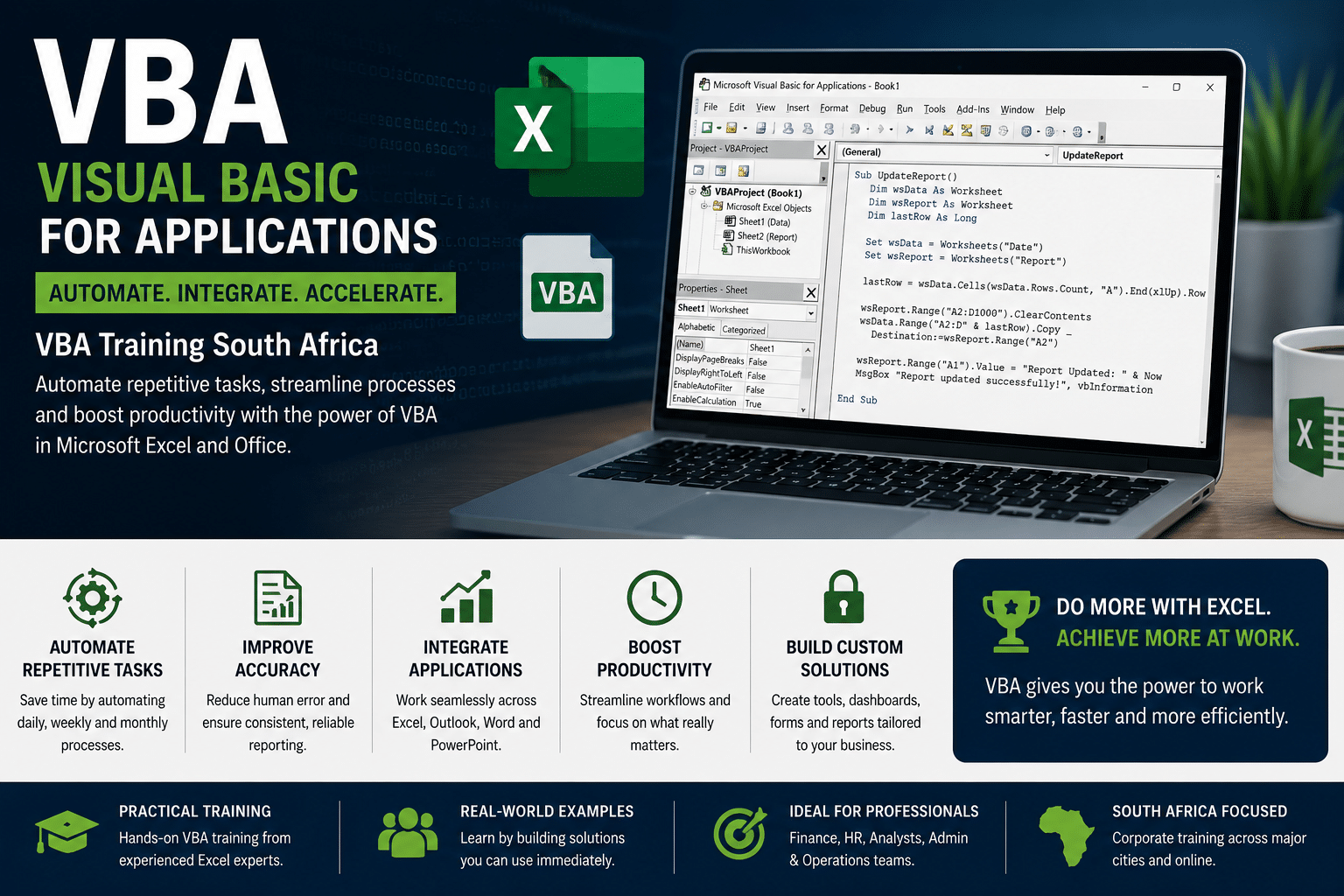 VBA Training South Africa for Excel automation macros reporting and business productivity using Visual Basic for Applications