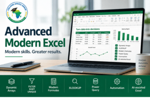 Advanced Modern Excel course covering Dynamic Arrays, XLOOKUP, modern formulas, Power Query, automation and AI-assisted Excel.
