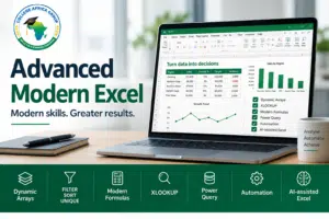 Advanced Excel Level 3 — Modern Excel 365 training covering Dynamic Arrays, modern formulas, XLOOKUP, Power Query, automation and AI-assisted Excel