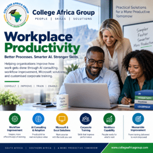 Workplace productivity through AI consulting, workflow improvement, Microsoft solutions and corporate training