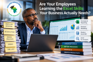 Advanced Excel training courses for South African businesses, showing reporting challenges and four practical Excel training pathways.